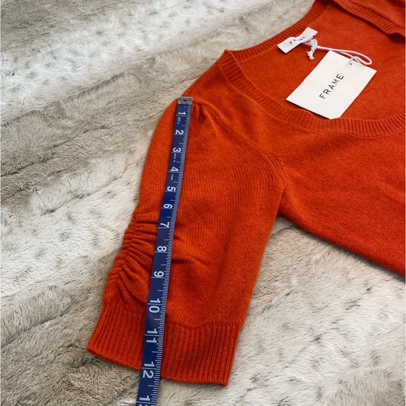 NWT💕FRAME Denim Scoop Neck Sweater in MANDARIN Size S - Picture 11 of 14